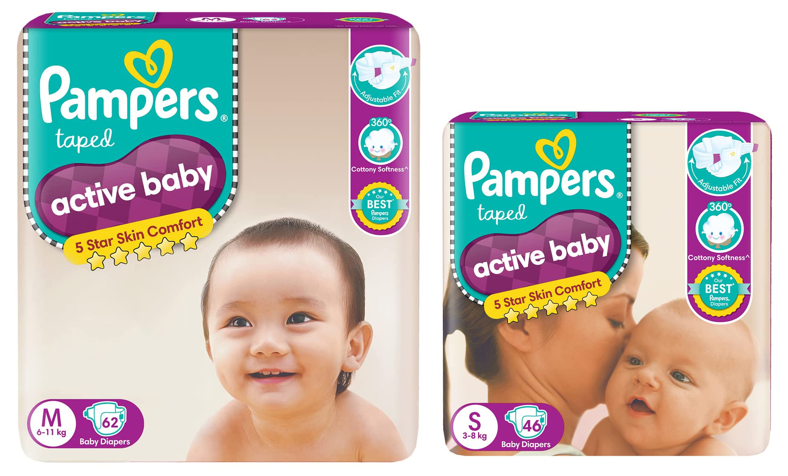 pampers active baby 62 szt