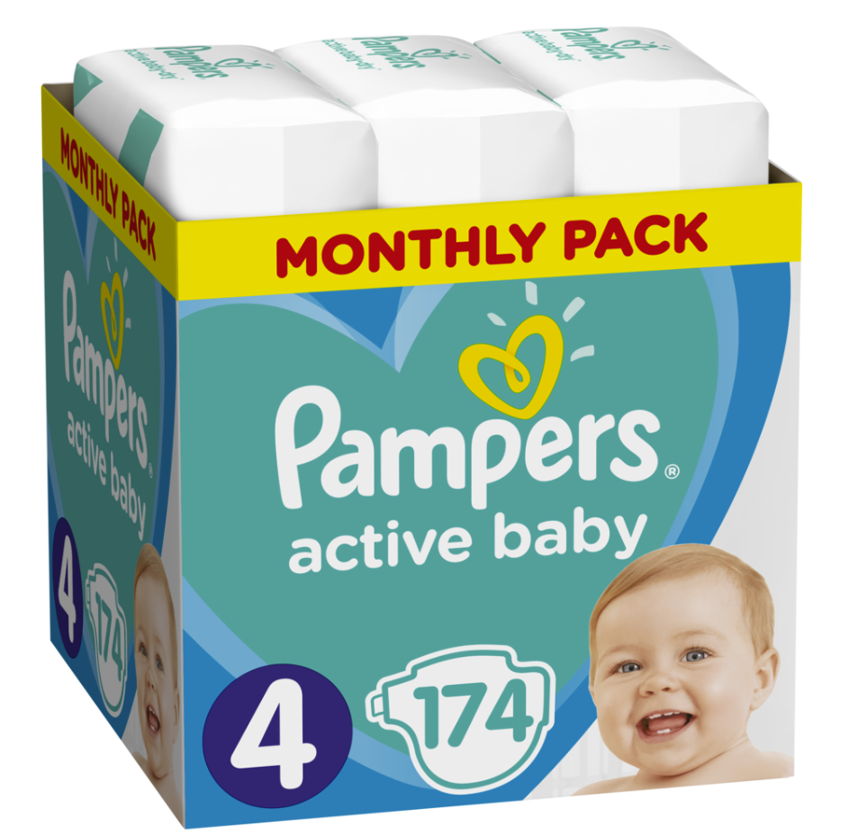 pampers active baby-dry pieluchy 4 maxi 174szt