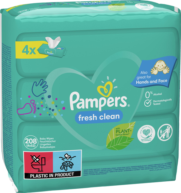 pampers chusteczki fresh clean dla niemowląt 4 x 52 szt