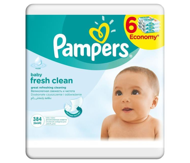pampers fresh clean chusteczki dla niemowląt 6x64 szt