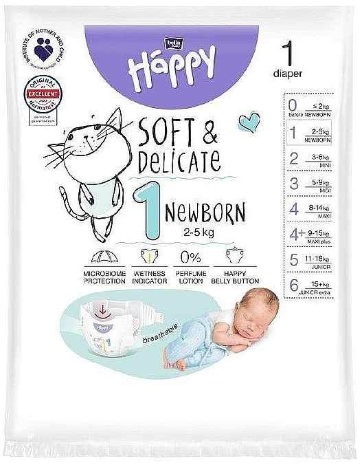 pampers new baby newborn 1 2-5kg pieluszki 43szt