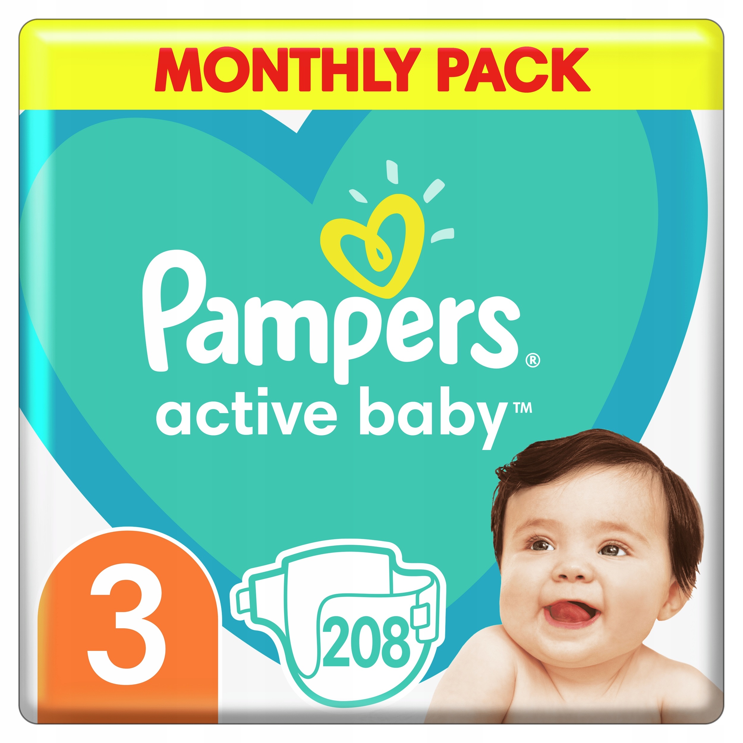 pampers pieluchy active baby 3 midi 208 sztuk