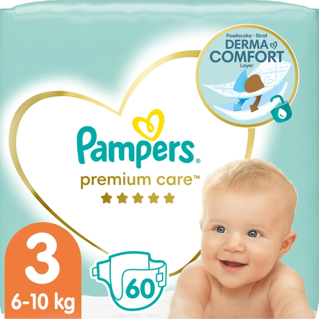 pampers premium care pieluchy jednorazowe rozmiar 3 midi 60 szt