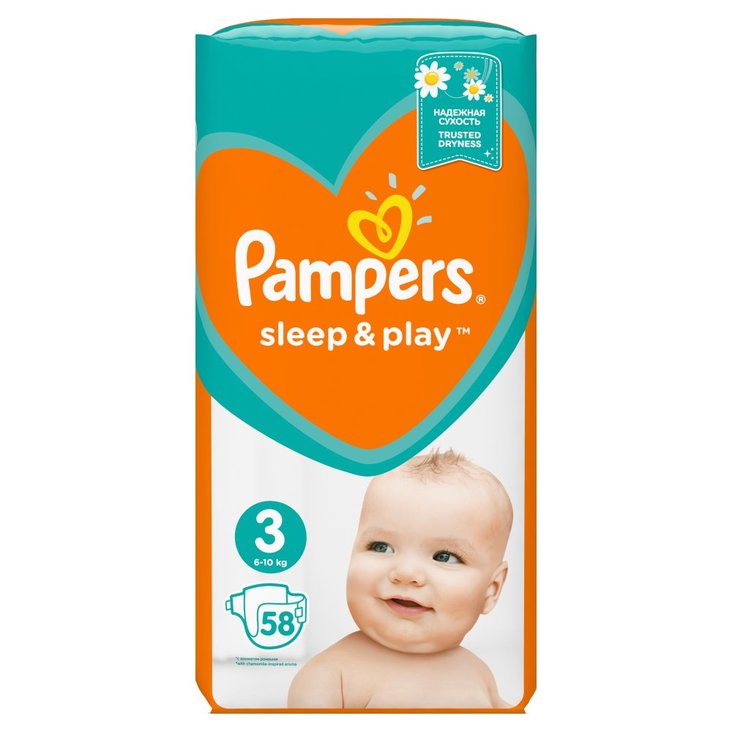 pampers sleep&play pieluchy rozmiar 3 midi 4-9kg 58 sztuk