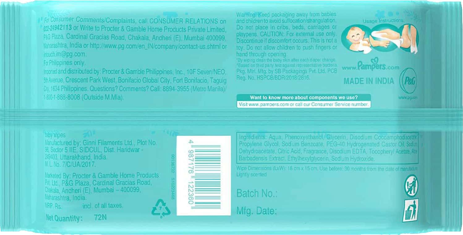 pampers wet wipes ingredients