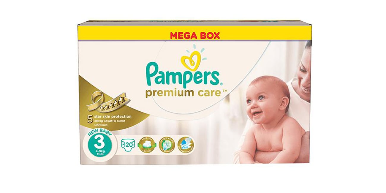 pieluchy pampers premium care 3 midi 120szt zapas na miesiąc