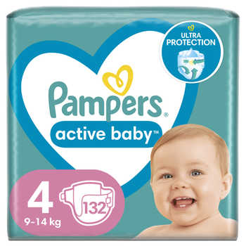 pieluszki pampers 4 active baby-dry 8-14kg 132szt