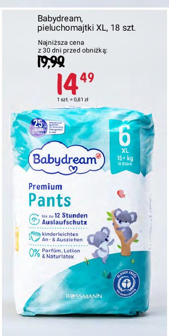 rossmann babydream pieluchomajtki 6 cm