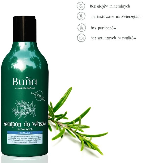 szampon do włosów farbowanych rozmaryn buna rosemary hair shampoo