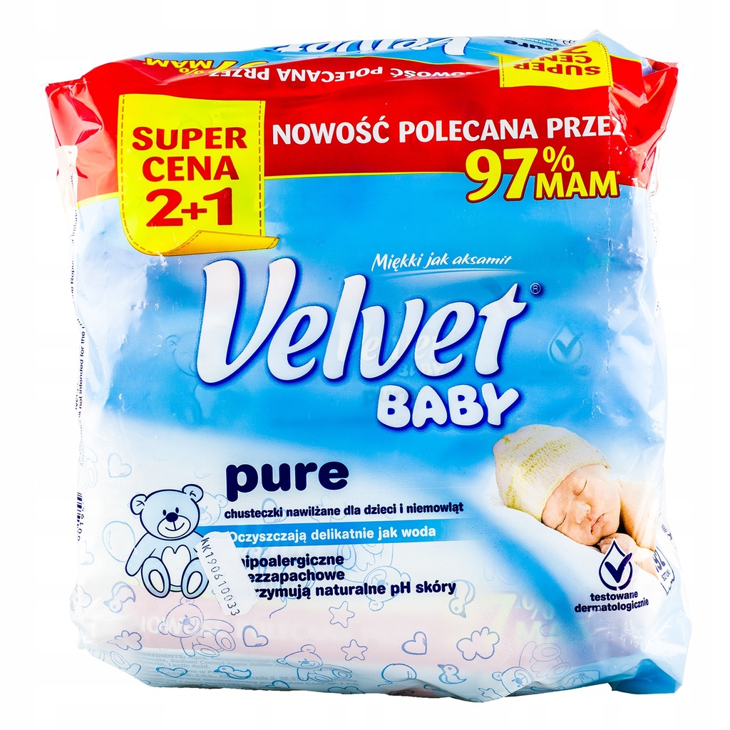 velvethipoalergiczne chusteczki nawilżane velvet baby pure