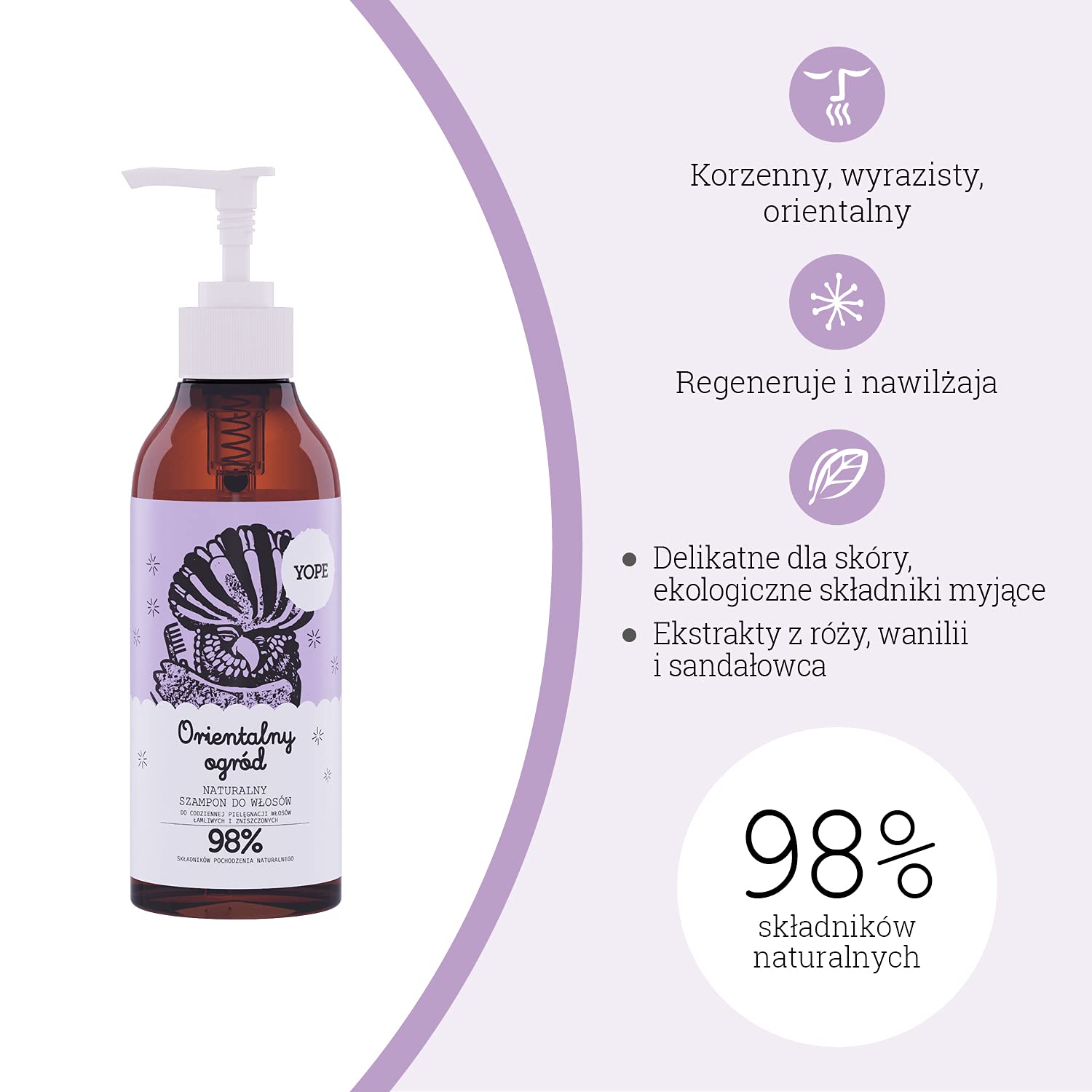 yope naturalny szampon do włosów orientalny ogród 300 ml skłąd